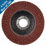 Abrasive Flap Discs for Metal Sanding 4-1/2" x 7/8" (Flat, 4 Grits, Box of 100)