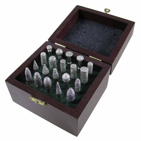 Box of 20 Diamond Burr Bits, Stone Sculpting and Engraving Kit